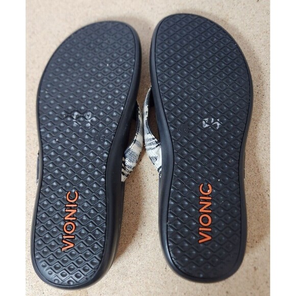 Vionic Tide II Womens Black-White Toe Post Stylish Flip Flop Flats Zebra - Picture 8 of 14